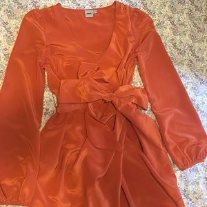 asos orange wrap dress